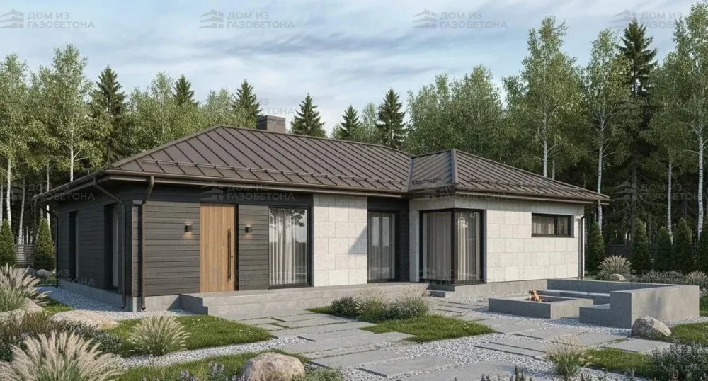 Проект Одноэтажный дом 16 на 19, 210 м2